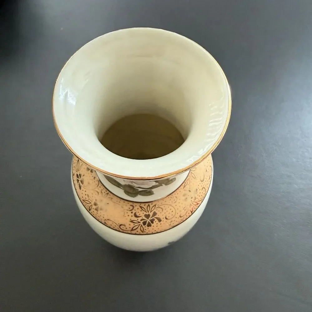 Vintage Yamaji Japanese Porcelain Vase - Pink Floral & Gold Moriage - 10.5